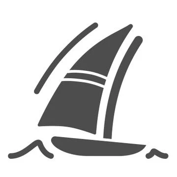 Sailboat solid icon, Summer vacation concept, Boat and sea wave sign on white イラスト素材