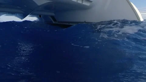 Sailboat in speed - Close-up shot over the sea during sailing in a catamaran Stock Footage 133464652