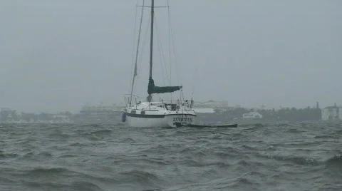 Sailboat Storm Stock Footage 586189