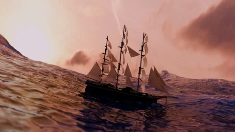 A sailboat struggling to move forward on a stormy sea. Stock Footage 343607595