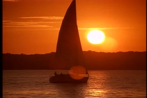 Sailboat at sunset 3 Stock Footage 483267