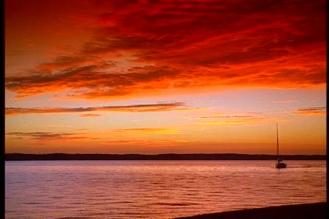 Sailboat at sunset 4 Stock Footage 483331