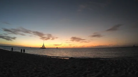 Sailboat at Sunset in the caribbean Video stock 129270848