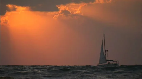 Sailboat-sunset Stock Footage 480030