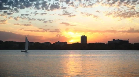 Sailboat at Sunset Stock Footage 8825327