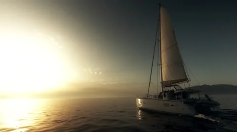 Sailboat On Sunset Video stock 54802690