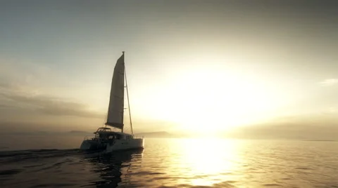 Sailboat On Sunset Video stock 54939361