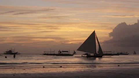Sailboat at Sunset Stock Footage 58913893