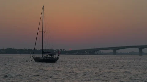 Sailboat sunset Stock Footage 89693747