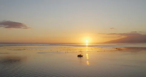 Sailboat at sunset Stock Footage 115061499
