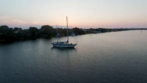 Sailboat at Sunset Stock Footage 116263593