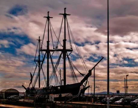Sailboat at sunset Stock Photos