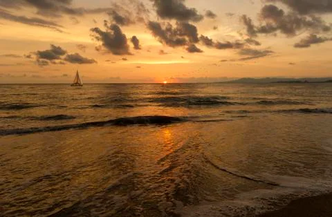 Sailboat Sunset Stock Photos