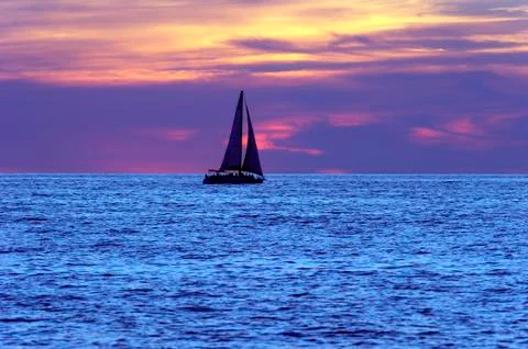Sailboat Sunset Stock Photos