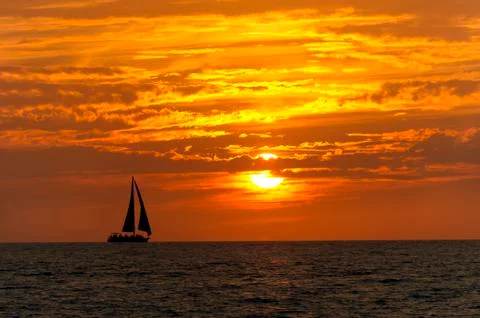 Sailboat Sunset Stock Photos