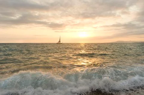 Sailboat Sunset Stock Photos