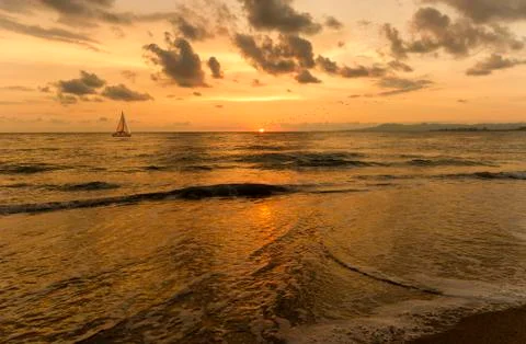 Sailboat Sunset Stock Photos