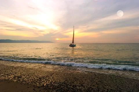 Sailboat Sunset Stock Photos