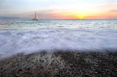 Sailboat Sunset Stock Photos