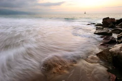 Sailboat  Sunset Stock Photos