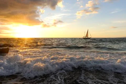 Sailboat Sunset Stock Photos