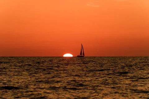 Sailboat Sunset Stock Photos