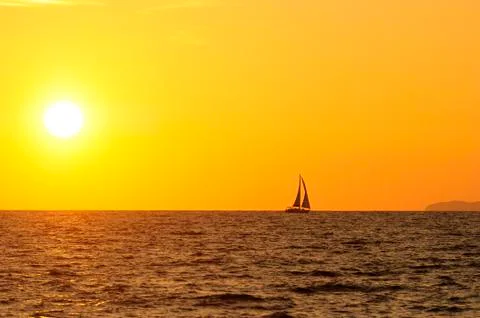 Sailboat Sunset Stock Photos