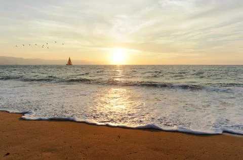 Sailboat Sunset Stock Photos