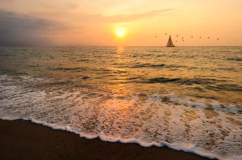 Sailboat Sunset Stock Photos