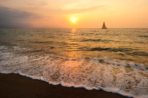 Sailboat Sunset Stock Photos