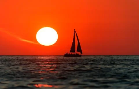 Sailboat Sunset Stock Photos
