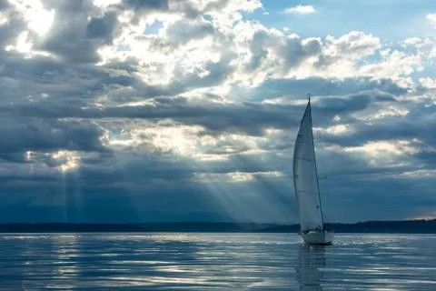 Sailboat a Sunset Stock Photos