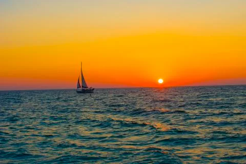 Sailboat Sunset Stock Photos