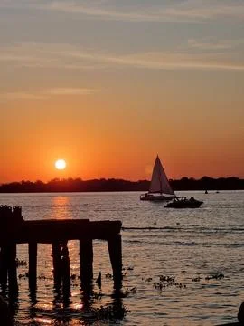 Sailboat at sunset Foto stock