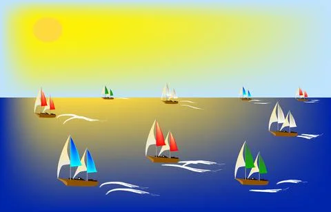 Sailboat swim Stock Illustration