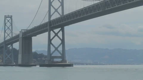Sailboat Under the Bay Bridge Stock Footage 64282918