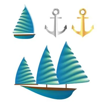 Sailboat vector design set Stock Illustration