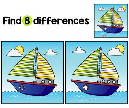 Sailboat Vehicle Find The Differences Stock Illustration