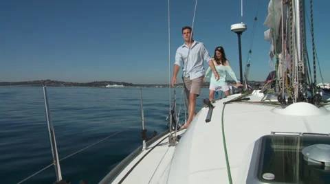 Sailboat walkup Stock Footage 31849216