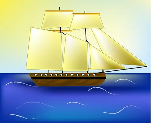 Sailboat on the water Stock Illustration