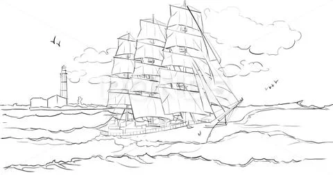 Sailboat on waves Stock Photos
