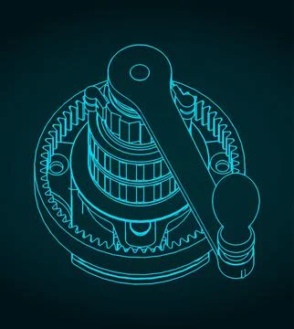 Sailboat winch internal structure blueprints Stock-Illustration