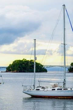 Sailboat without sails Stock Photos