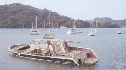 Sailboat wrecked Stock Footage 58736919