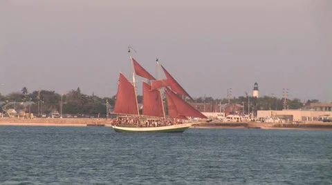 SailBoatRedSails Stock Footage 5337627