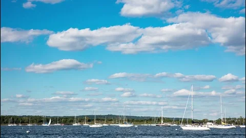 Sailboats and Clouds Moving Stock Footage 83526858
