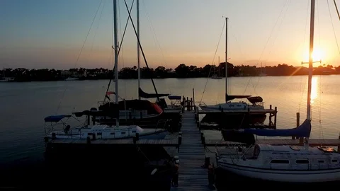Sailboats and Dock Stock Footage 116263624
