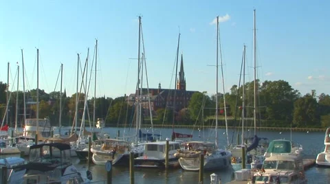 Sailboats in Annapolis Harbor Stock Footage 40684084