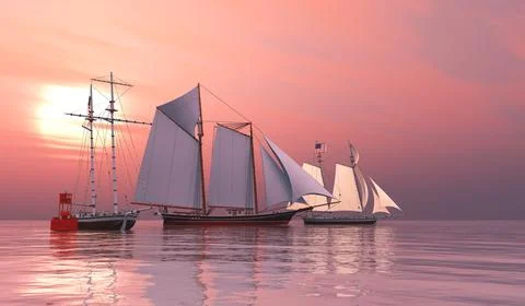Sailboats on the Bay 스톡 일러스트