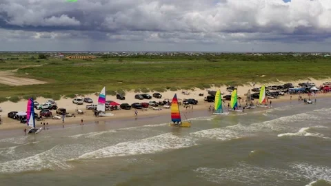 Sailboats on the beach Video stock 205083615